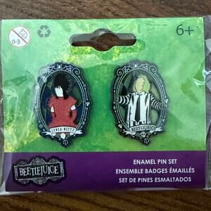 Loungefly Beetlejuice and Lydia Brooch Pin Set NWT